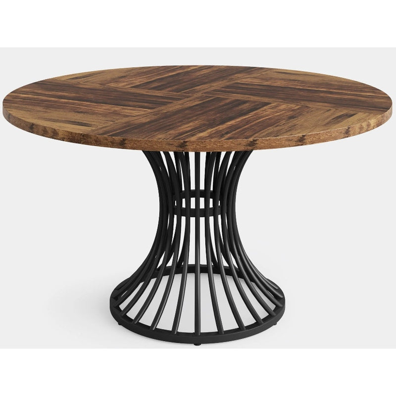 Tribesigns Round Dining Table for 4-6, 47" Farmhouse Circle Kitchen Table Brown