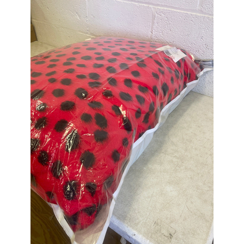 Lilly Paws Luxury Plush Comfy Dog Bed FauxFur, Large, Ladybug Red/Black 35x28x10"