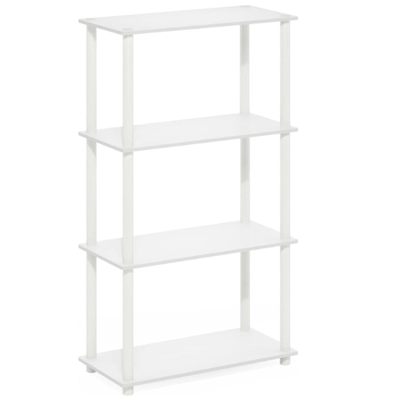 Furinno Turn-N-Tube 4-Tier Multipurpose Shelf Display Rack, White/White