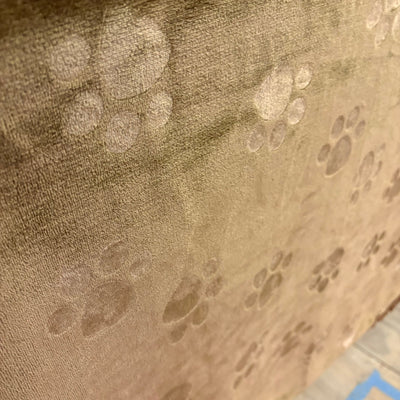 Ugg Dog Blanket 40" x 50" Paw Print Design Dual Sided Fluffy & Soft Side - Brown