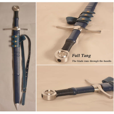 Handmade Cast Sharp Blade Medieval Sword Full Tang Leather Cover Real Metal