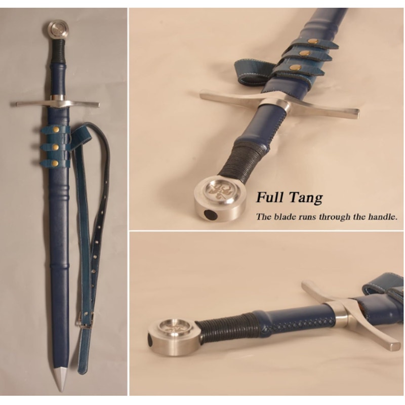 Handmade Cast Sharp Blade Medieval Sword Full Tang Leather Cover Real Metal