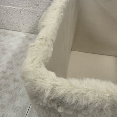 Koolaburra by Ugg Soft Fuzzy Storage Bin 17"x15"x12" Basket with Handles, White