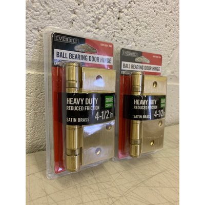 (PACK OF 2) Everbilt Ball Bearing Hinge Square Radius Satin Brass, Commercial