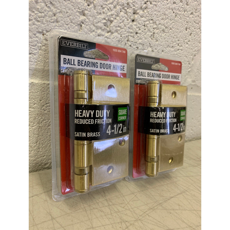 (PACK OF 2) Everbilt Ball Bearing Hinge Square Radius Satin Brass, Commercial