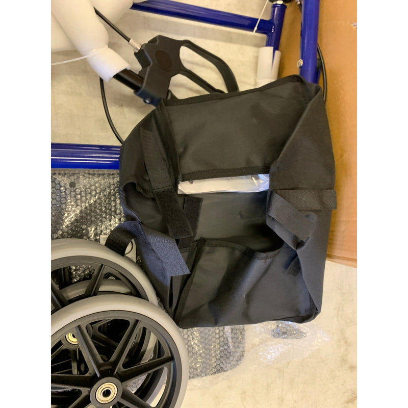 Medical Rollator Walker with Seat Foldable Blue Adjustable Seat w Storage Pouch