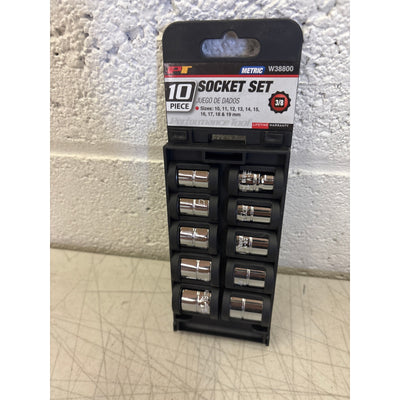 Performance Tool 10 Piece 3/8 in. Drive 12pt Metric Socket Set, 10mm to 19mm