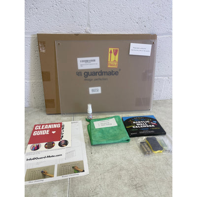 Guardmate Blank Acrylic Dry-Erase Board 18" x 14" Clear, Wall-Mount with Markers