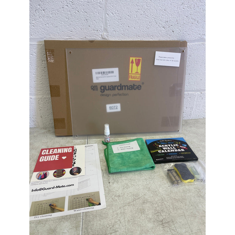 Guardmate Blank Acrylic Dry-Erase Board 18" x 14" Clear, Wall-Mount with Markers