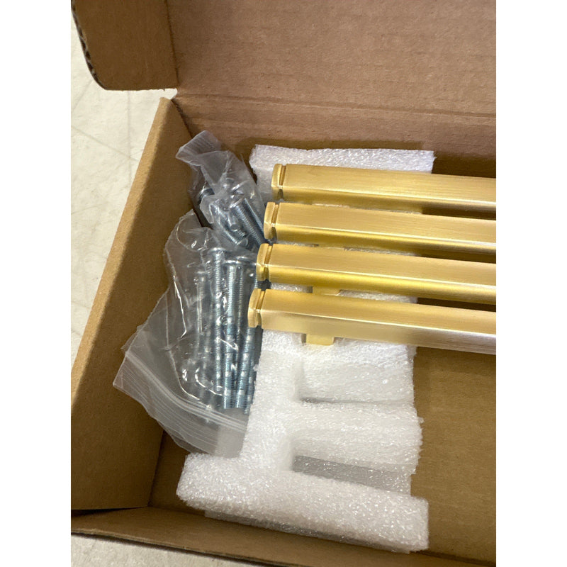 6-Pack Goo-Ki 6-1/4" Hole Center Cabinet Pulls Brushed Brass, Drawer Hardware