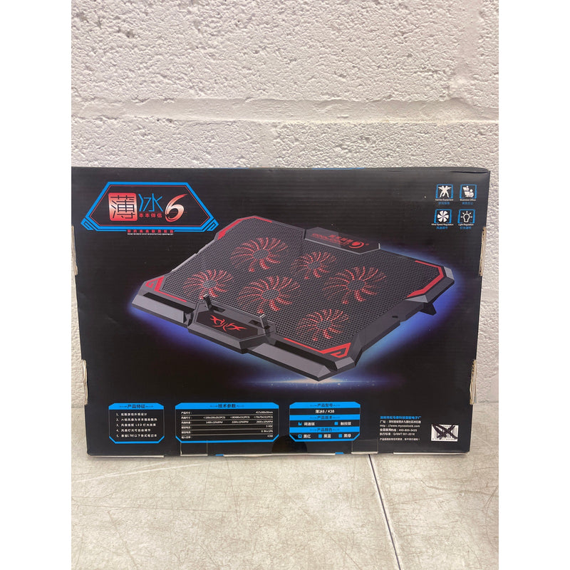 CoolCold Laptop Fan, 6 Fans w 3 Fan Modes, Suitable for 17" and Below, Black K38