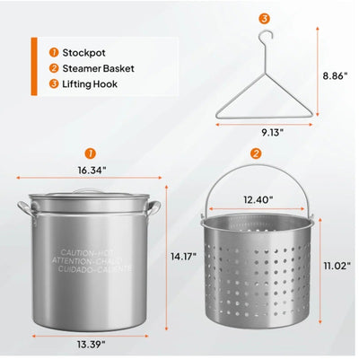ROVSUN 36 QT Stainless Steel Stock Pot with Steamer Basket & Lifting Hook