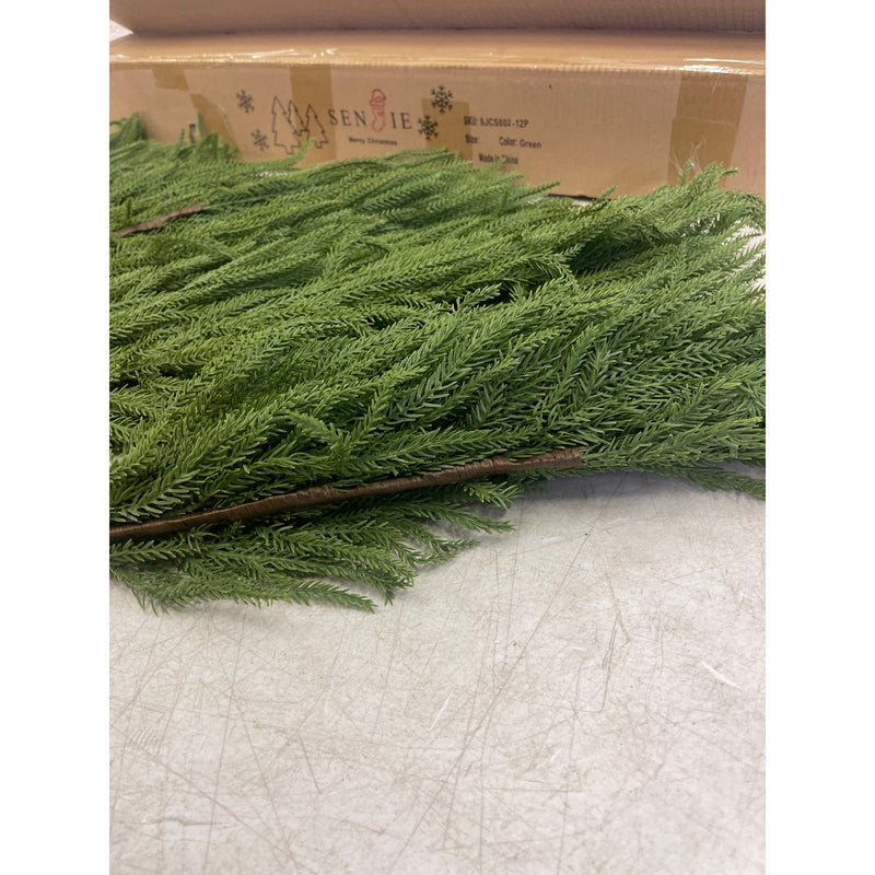 Ramas artificiales de pino Norfolk Senjie de 91 cm con tacto real, 12 unidades
