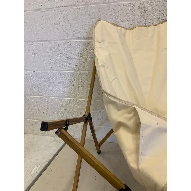 34" Folding Camping Chair w Carrying Case, Wooden / Metal Frame Tan SEE DETAILS