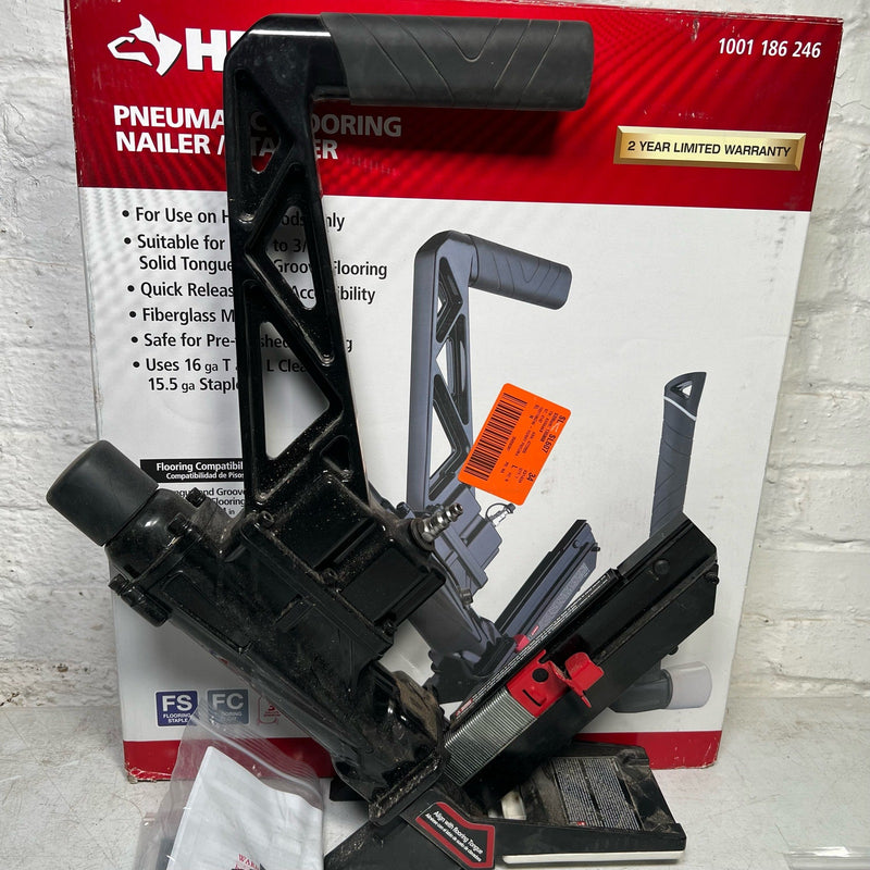 Husky Pneumatic 3-in-1 15.5-Gauge & 16-Gauge 2" Flooring Nailer & Stapler, READ