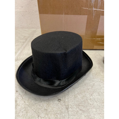 Set-of-20 Felt Top Hats for Magician, Derby, Costume Victorian Ringmaster, Black