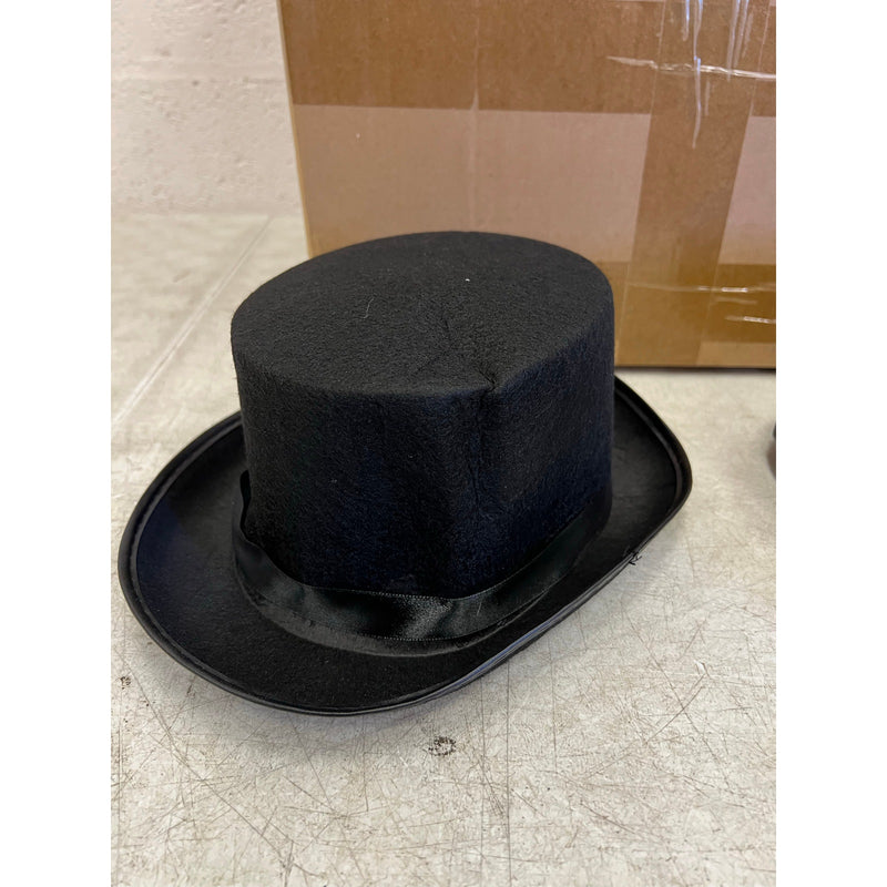 Set-of-20 Felt Top Hats for Magician, Derby, Costume Victorian Ringmaster, Black