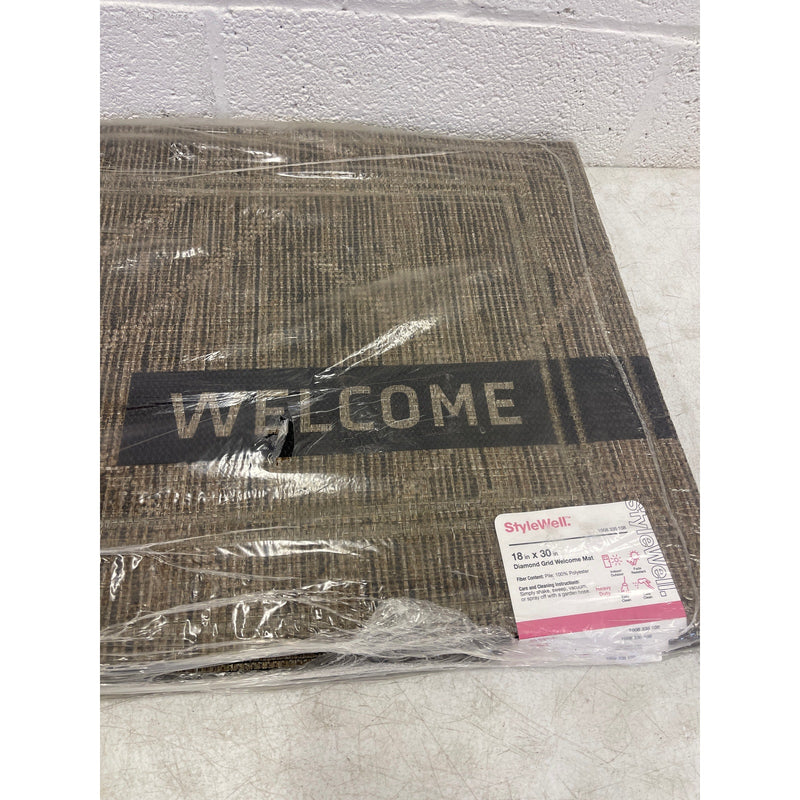 Set-of-2 StyleWell Diamond Grid Welcome Door Mat 18" x 30" Fade Resistant