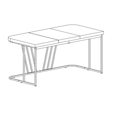 Tribesigns 63" Executive Desk Computer Office Desk Gold Metal Frame White Top