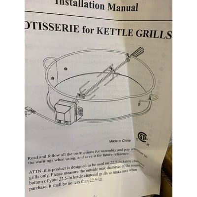 Universal Stainless Steel Rotisserie Ring Kit 22" Charcoal Kettles Full Rotation