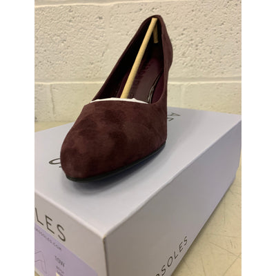 Aerosoles Shoes Betsy Comfortable Women's Almond Toe Pump Auburn Suede 10 Wide