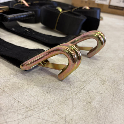 4 Pcs Auto Tie-Down Webbing Strap Belt Double J-Shaped Hook Belt Clip 4 Rings