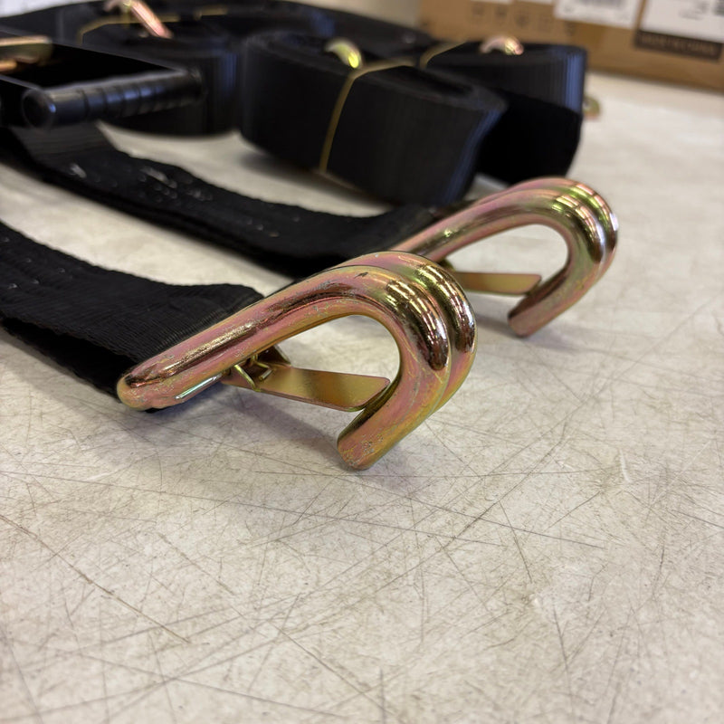 4 Pcs Auto Tie-Down Webbing Strap Belt Double J-Shaped Hook Belt Clip 4 Rings