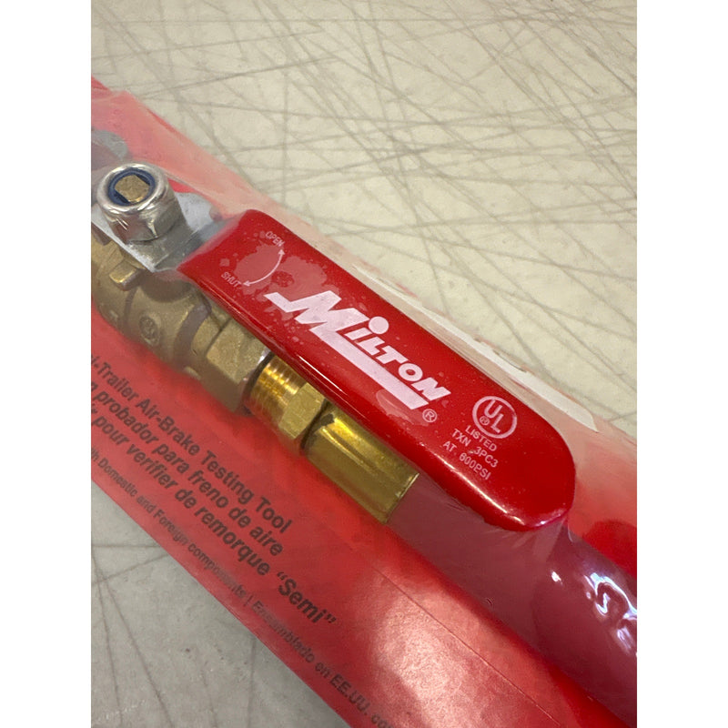Milton 1210 Semitrailer Air Brake Testing Tool Ball Valve Shutoff Cushioned Grip