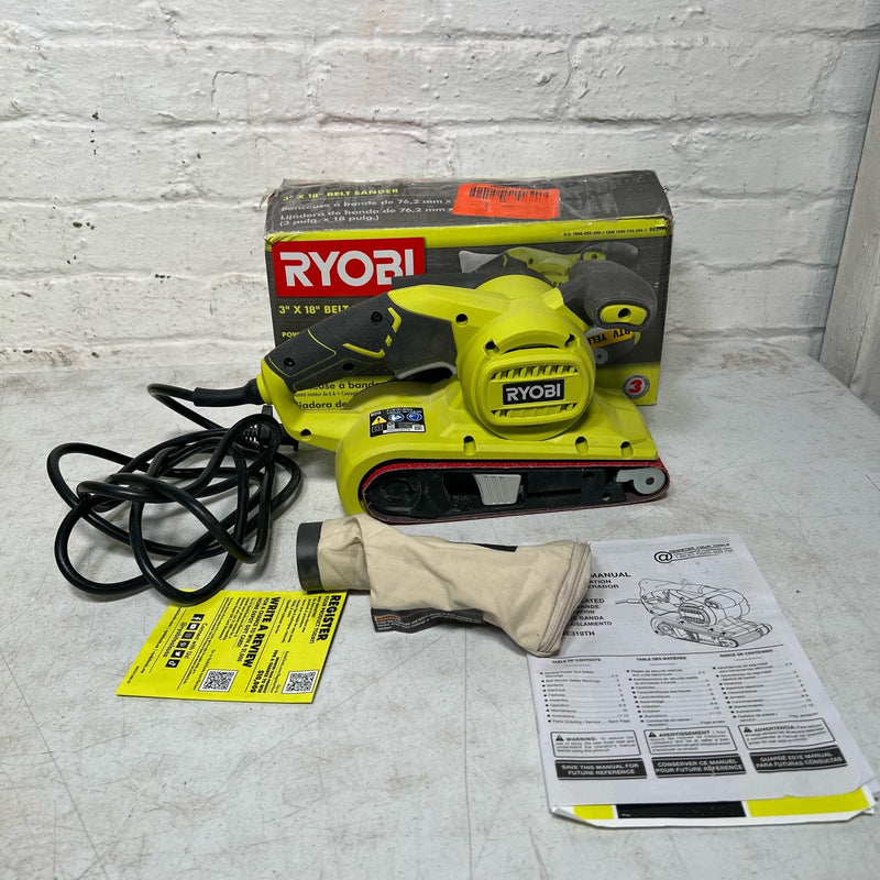 RYOBI 6 Amp Corded 3 in.W x 18 in.L Portable Belt Sander, 820 FRM, SEE DETAILS