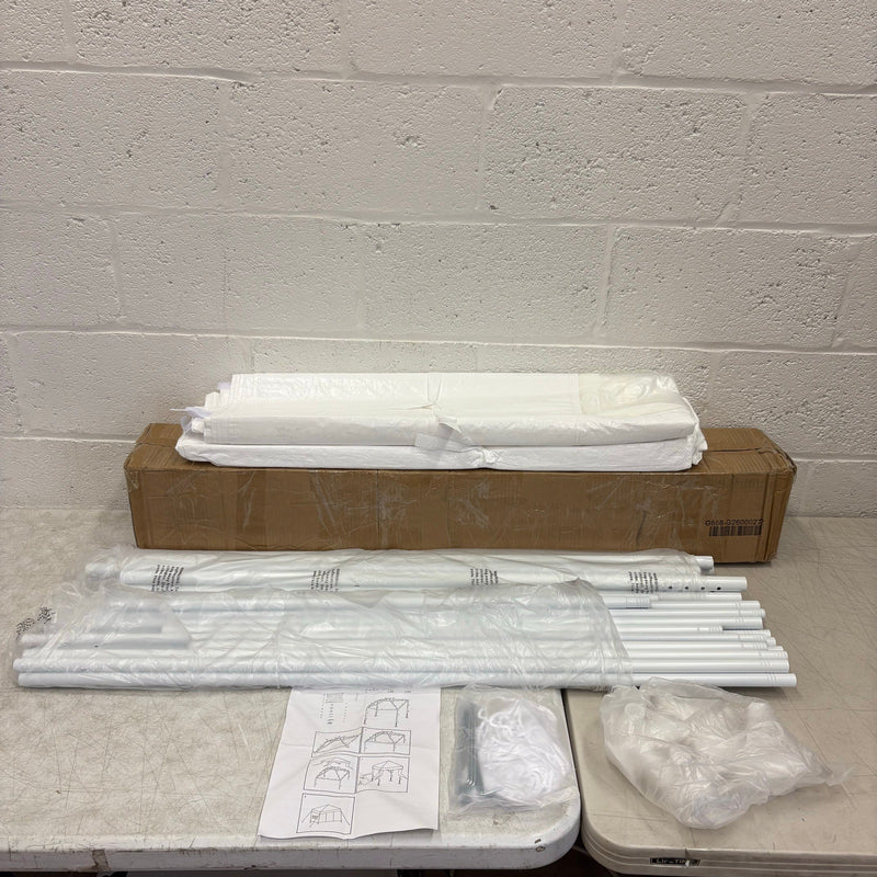 UNKNOWN SIZE Outdoor White Waterproof Gazebo Canopy Tent - 3 Sides w Windows