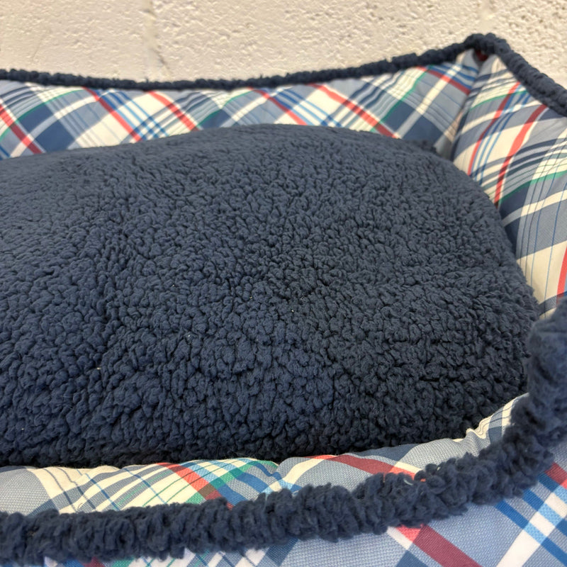 Nautica Rectangle Pet Bed 30"x 24"x 8" Dog Bed Plaid Multicolor Design - Medium