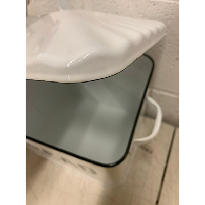 Audrey's White Enamelware Bread Box With Lid, Metal 11 X 14 x 9"