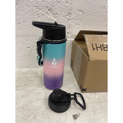 Farsea Insulated Water Bottle With Paracord Handle, 2 Lids Sweat-Proof 18 oz