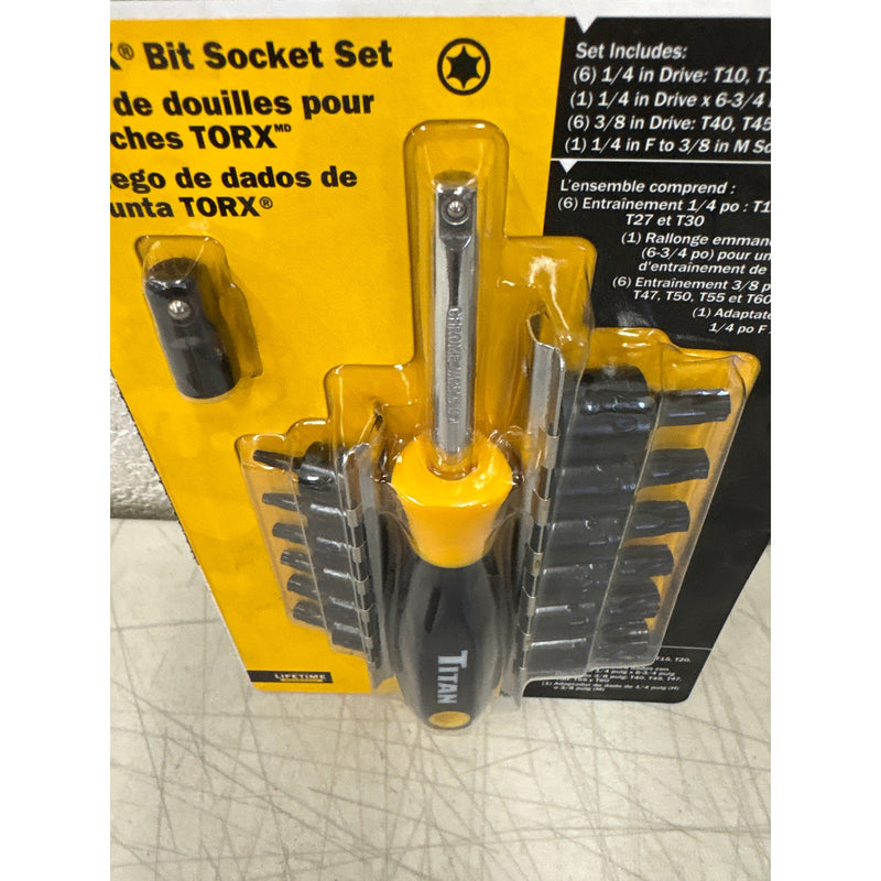 Titan 14 pc. Torx Bit Socket Set with Storage Rails, Hand Tools - 16190