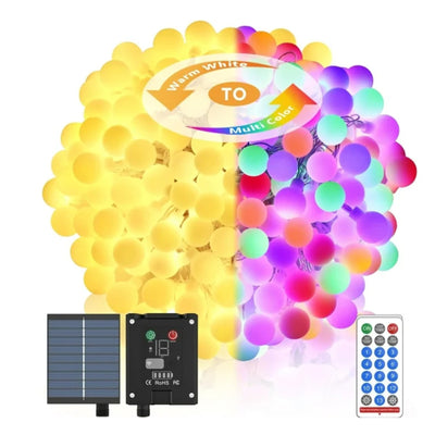 LumosGlow 55FT Solar Color-Changing String Lights 100LED, 1200mAh 8 Modes IP67