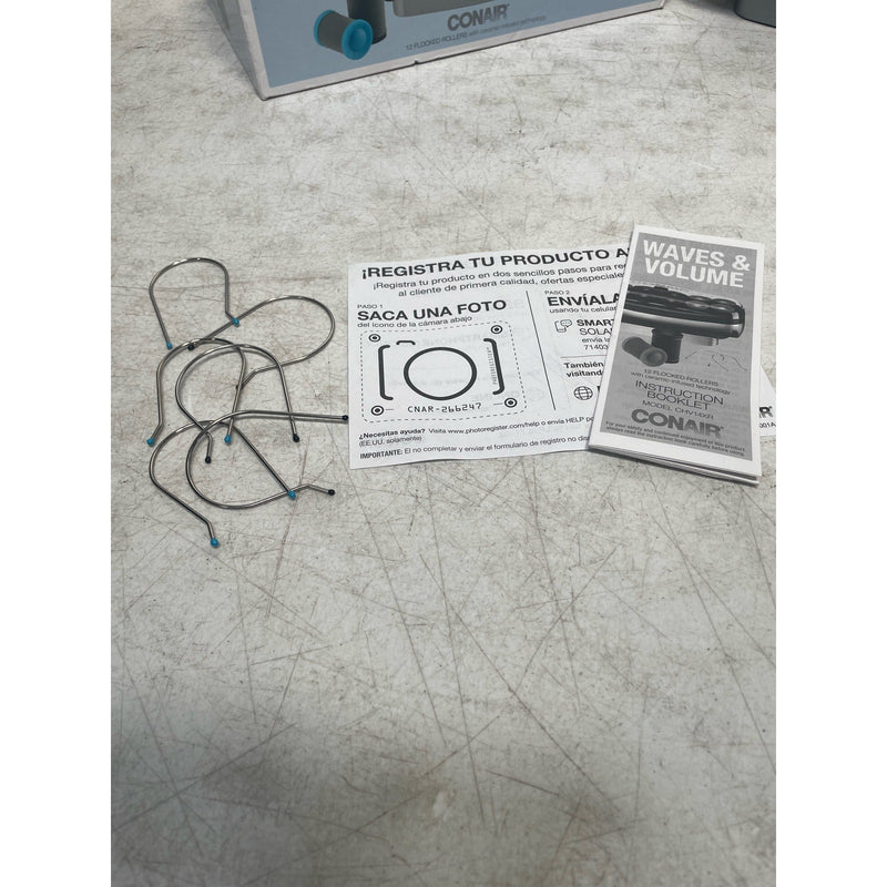 Conair Ceramic 1 1/2" & 1 3/4" Hot Rollers, Blue & Black w Wire Pins, 12 Clips