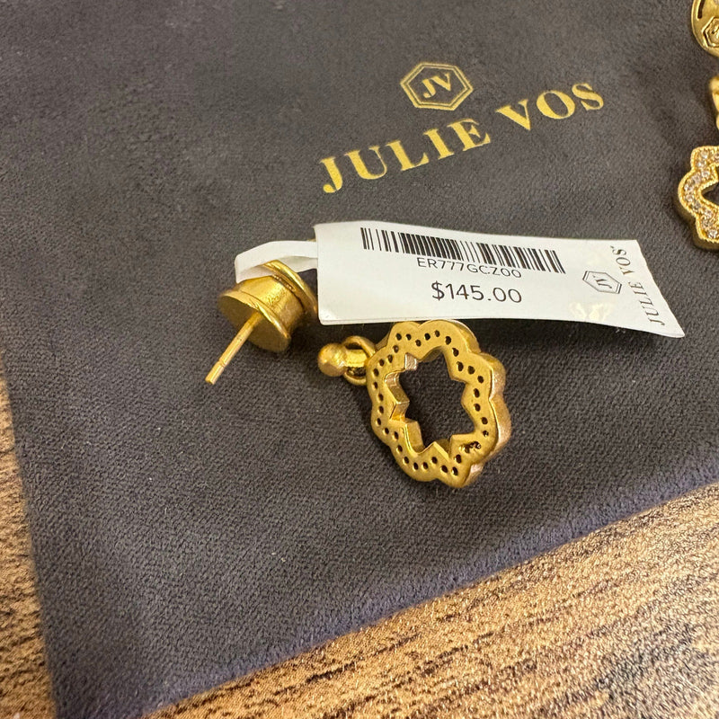 Julie Vos Odette Hoop & Charm Earring, 24K Gold Plated, Cubic Zirconia, Hoop