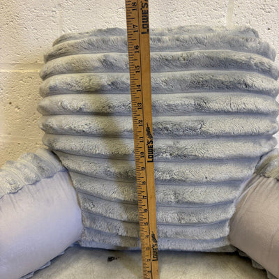 Soft Plush Backrest Pillow 30"W x 17"H Reading Pillow - Gray Fuzzy Stripe Design