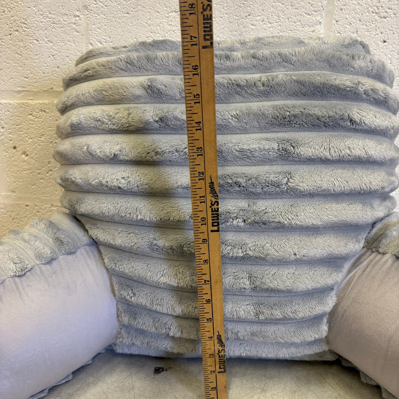 Soft Plush Backrest Pillow 30"W x 17"H Reading Pillow - Gray Fuzzy Stripe Design