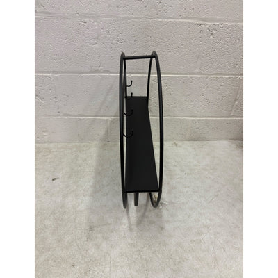 Dankeik Wall Clock & Shelf with 4 Hooks & Storage, 20-Inch Width, Black