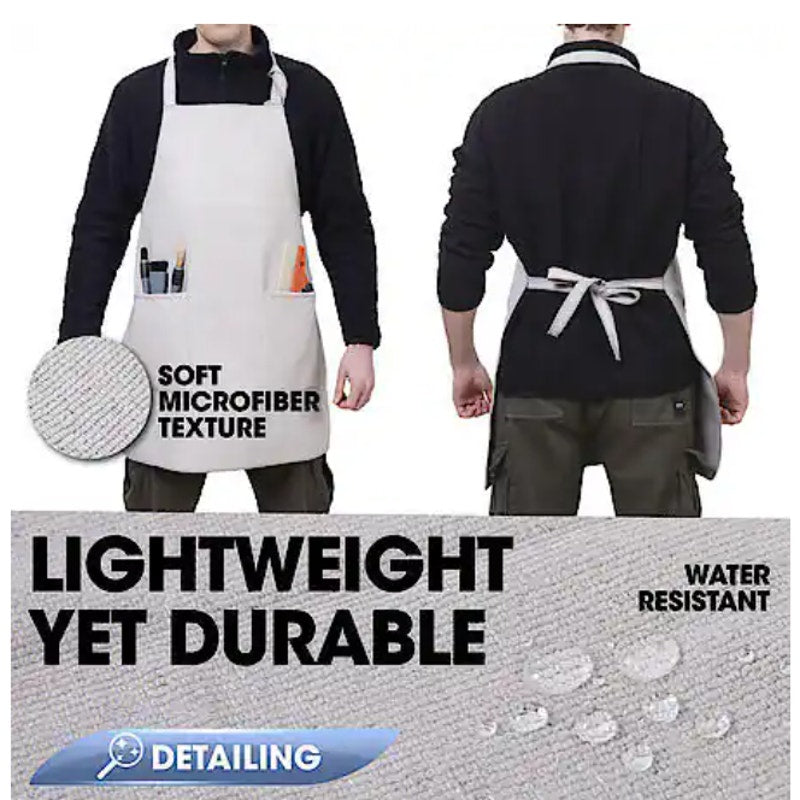 PACK-OF-5 AutoCraft Detailing Apron Microfiber Water Resistant Lightweight, Gray