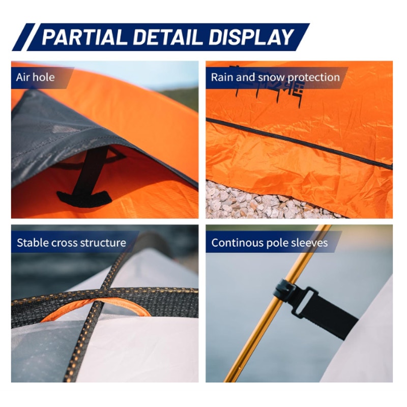 Himalaya 2/3 Person All-Season Tent Waterproof, Windproof, Lightweight, Orange