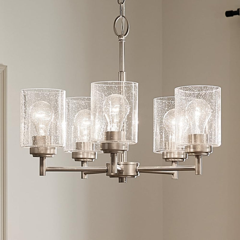 19.75" 5-Light Brushed Nickel Shaded Chandelier, KICHLER Winslow SEE DETAILS