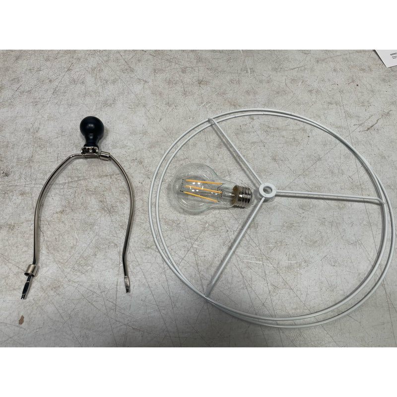 Cinkeda 23.5" USB Table Lamp w Linen Lampshade, Lightbulb Included Brown Rattan