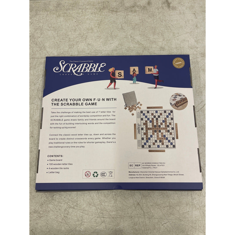 Scrabble Crossword Board Game Classic Original Wooden Tiles Racks 2-4 Player