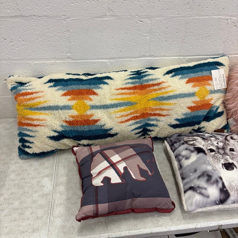 Assortment of 7 Pillows, Square Throw Pillows & Rectangular Body Pillow