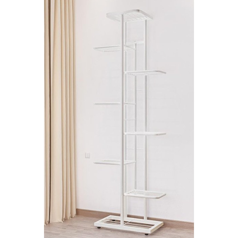 8-Tiers 9-Pot Metal Plant Stand, 55" Tall Plant Shelf Multiple Plants Metal White
