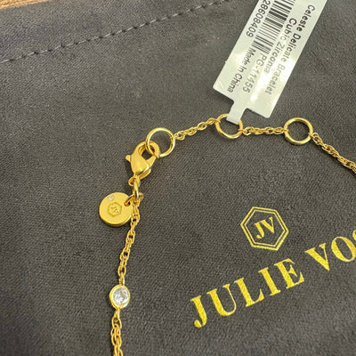 Julie Vos Celeste Delicate Bracelet, 24K Gold Plated, Cubic Zirconia, Adjustable