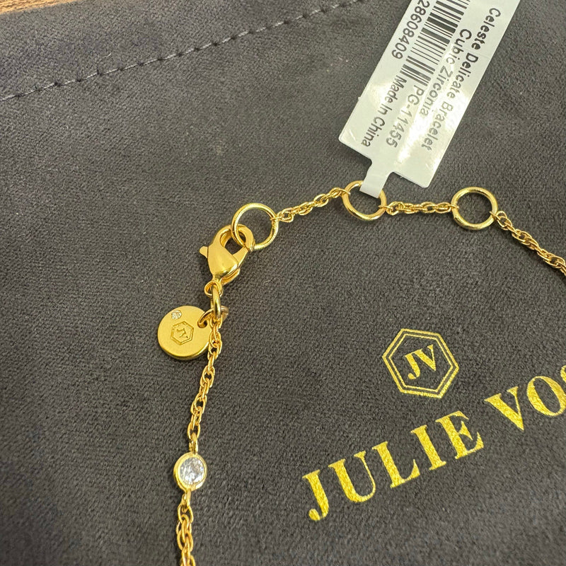 Julie Vos Celeste Delicate Bracelet, 24K Gold Plated, Cubic Zirconia, Adjustable