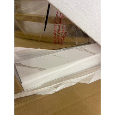 Tribesigns 39" White Faux Marble Entryway Hallway Table Gold Frame Console Table